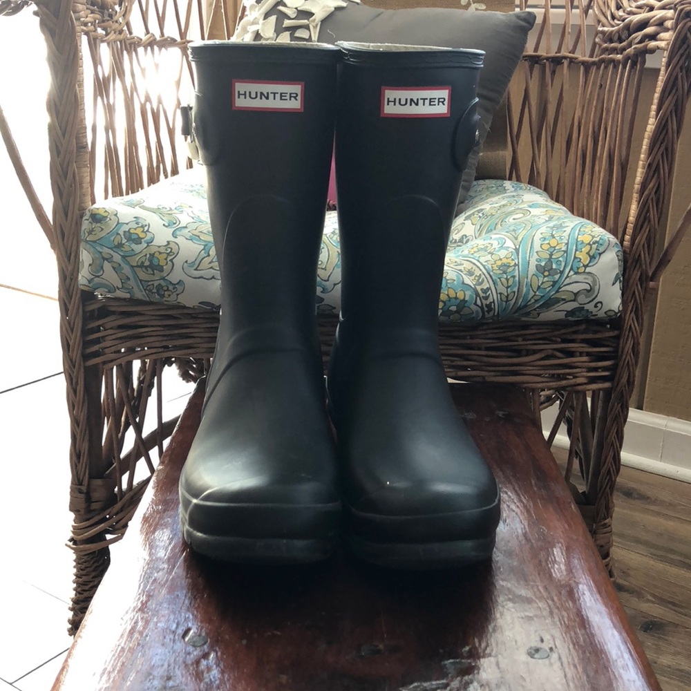 Hunter Matte Black Short Boots-Women’s Size 8